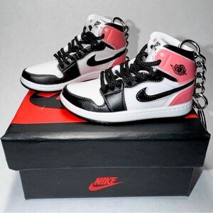 Air Jordan 1 High Light Rust Pink Mauve Sneaker Keychain Pair & Shoe Box 3D Gift